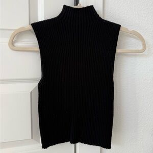 Zara Black Ribbed Sleeveless Top